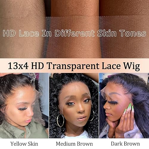 Miniatura 4 de Pelucas de cabello humano ondulado profundo de 22 pulgadas para mujer, densidad del 200 %, HD de 13 x 4, pelucas de cabello humano rizado profundo