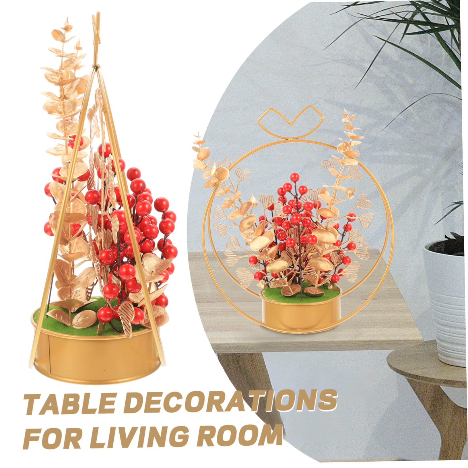 TOPBATHY 2 Pièces Panier de Fleurs artificielles Baies Rouges artificielles Composition de Mariage Faux Rituals The Ritual Décor de Table Ornement de Mariage de Fruits Rouges Le Fer