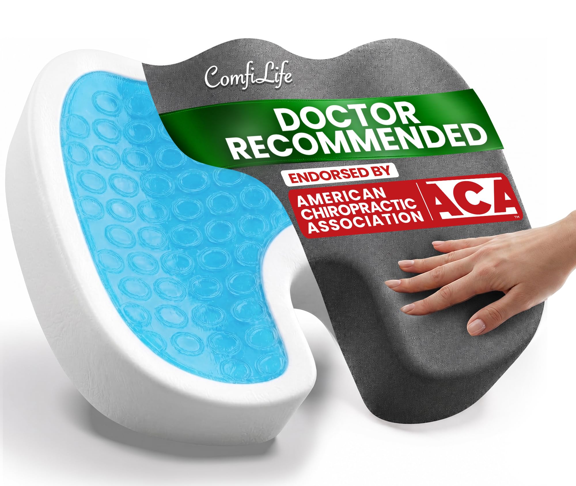 ComfiLife Doctor Recommended Seat Cushion - Premium Gel & Memory Foam (Charcoal)