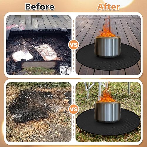 Miniatura 3 de Tapete para hoguera de 59 pulgadas para estufa individual Yukon, tapete ignífugo de 3 capas redondo debajo de la parrilla, almohadilla impermeable
