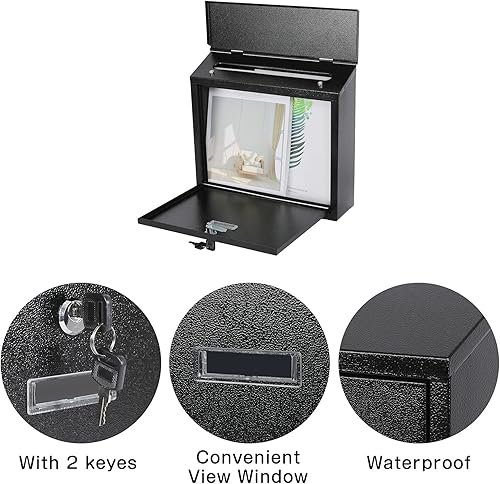Miniatura 3 de Buzón de correo xydled con cerradura de llave, buzón de correo con cerradura montado en la pared, buzón de correo de seguridad con cerradura