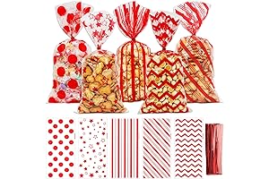 100 Pcs Red Christmas Cellophane Treat Bags