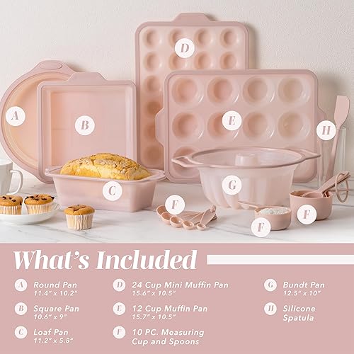 Miniatura 2 de COOK WITH COLOR Juego de moldes de silicona para hornear, antiadherentes y fáciles de limpiar, con marco de metal resistente para estabilidad,