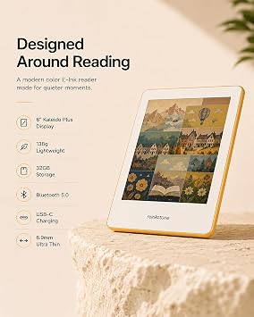 Color E-Reader - 6 Color Ink Ebook Reader with Open Android System, Supports Mainstream Reading Apps, 32GB Portable E-Ink Tablet for Comics & Manga, 138g Lightweight with Eye-Friendly Front Light