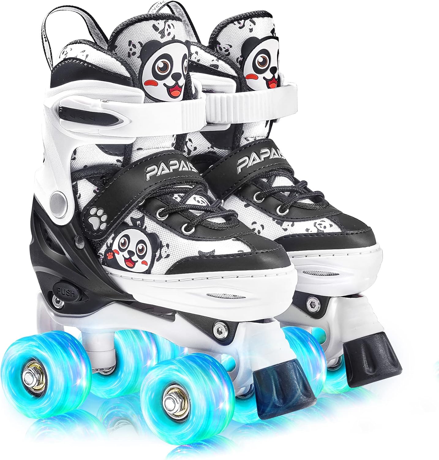 PAPAISON Roller Skates for Girls Boys with Light up Wheels,4 Size Adjustable Panda Rollerskates for Toddler…
