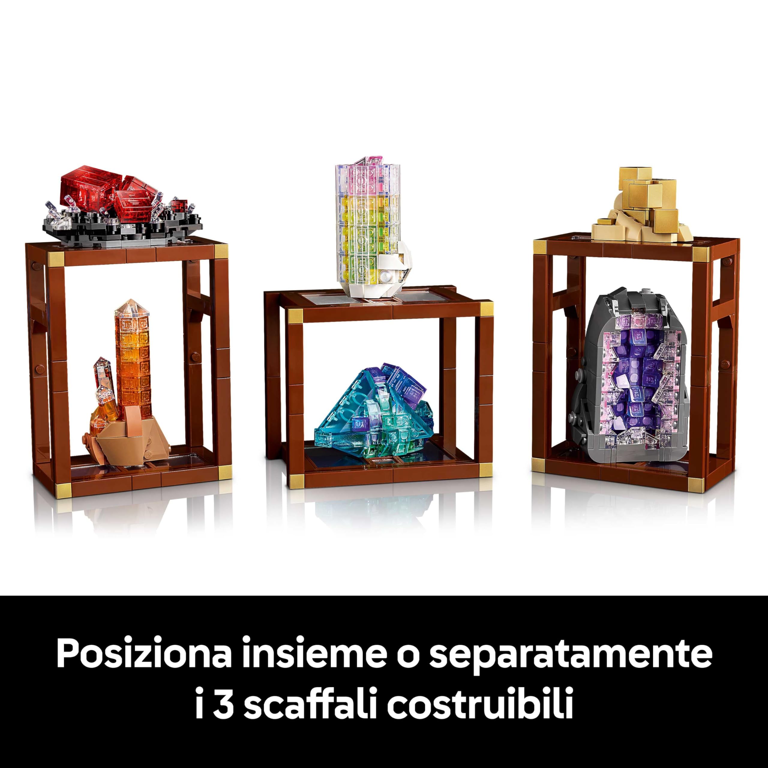 LEGO Ideas Collezione di Minerali - Costruzioni per Adulti - Modellino da Esposizione con Elementi di Cristallo tra cui Ametista, Fluorite e Quarzo, 3 Supporti - Regalo Fai Da Te - Arredo Casa 21362