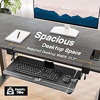 Vista 5 de BONTEC KMT01 - Bandeja para teclado debajo del escritorio, extraíble con abrazadera en C, plataforma para teclado y ratón con cajón deslizable