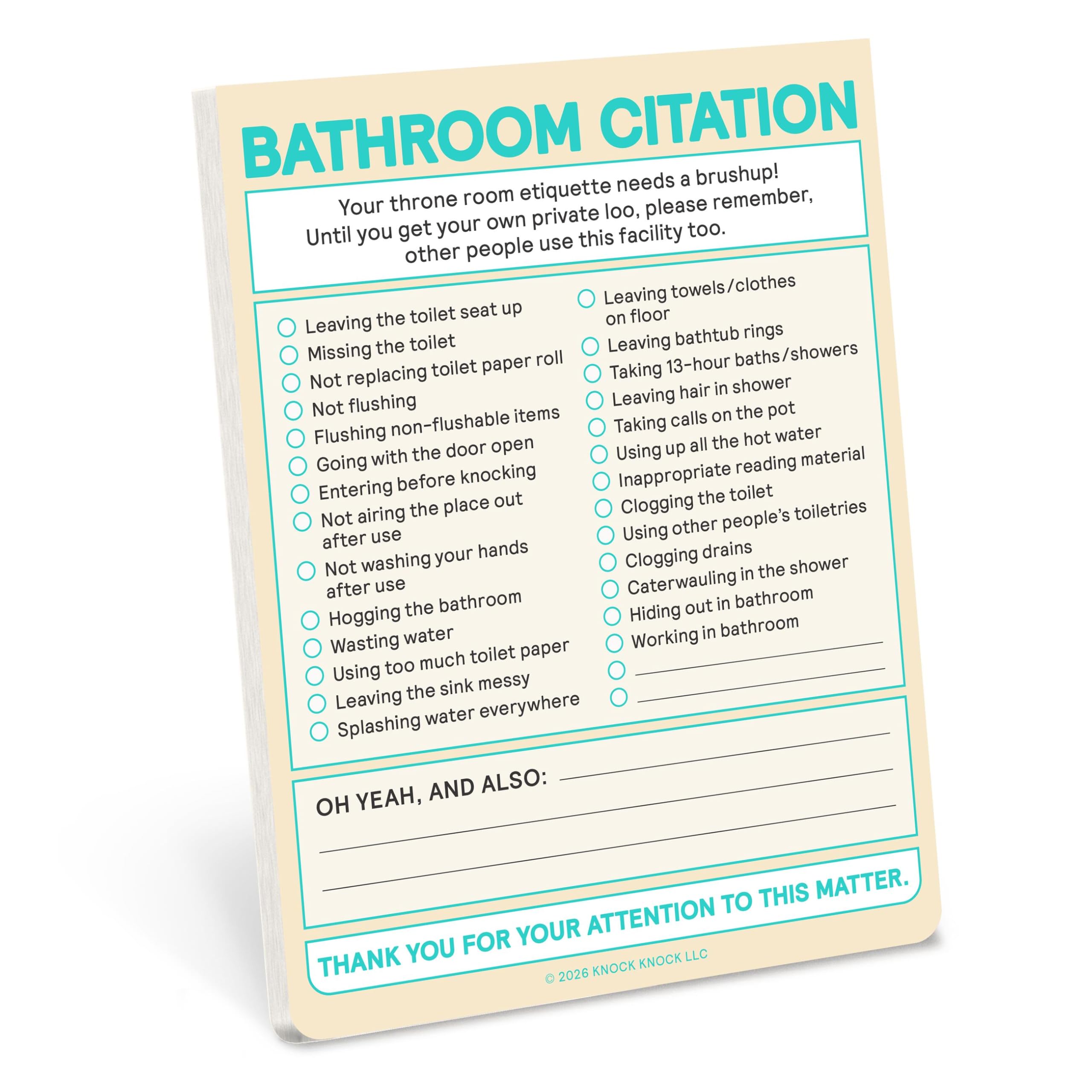 Bathroom Citation Nifty Note (Knock Knock Nifty Notes)