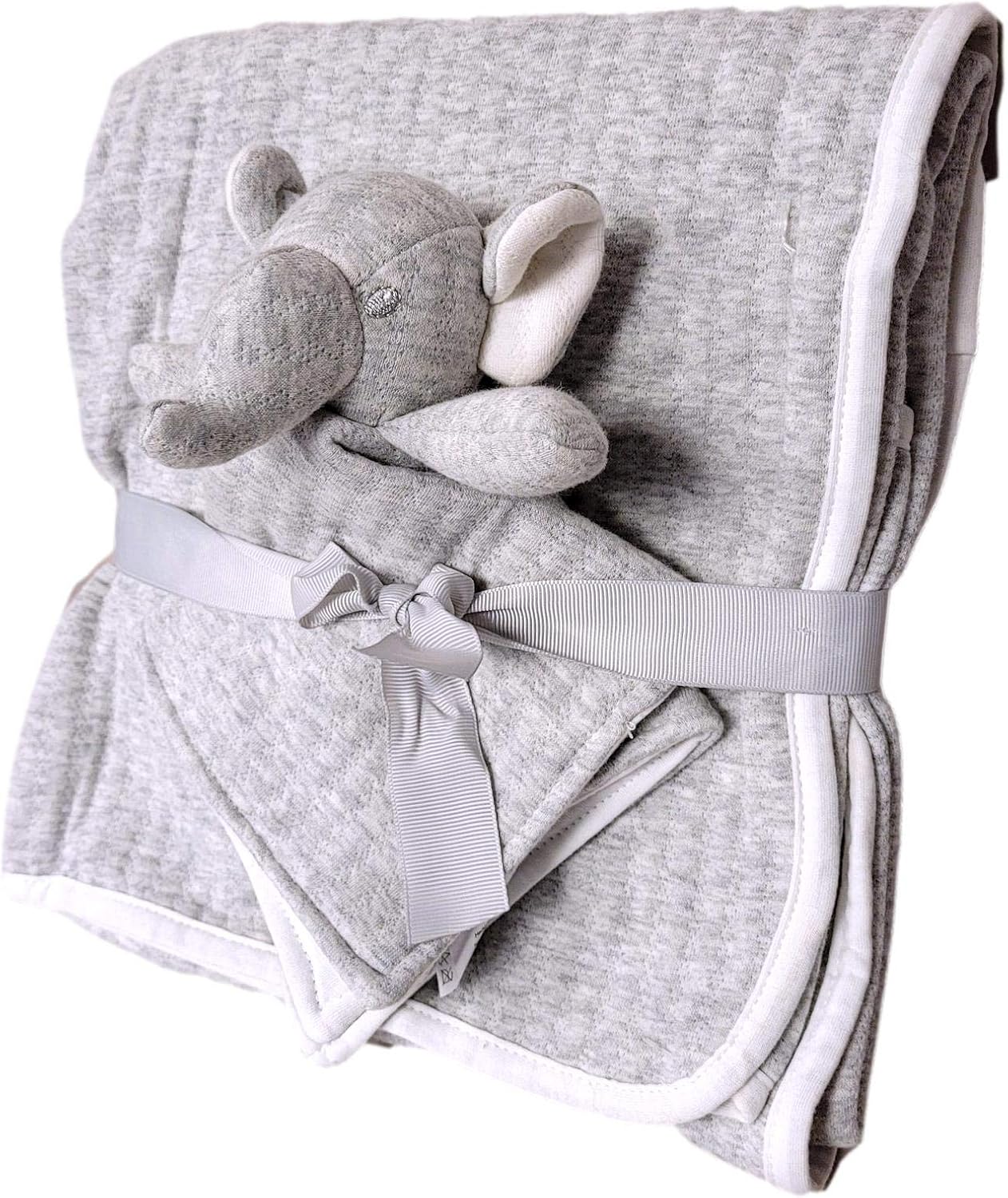 SONA G DESIGNS カスタムパーソナライズコットンプラッシュ グレー 象のセキュリティラブリー ブランケットギフトセット