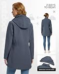 Outdoor Ventures Softshell Veste avec capuche amovible à manches doublées brise-vent Isolée longue veste de pluie chaude pour femme