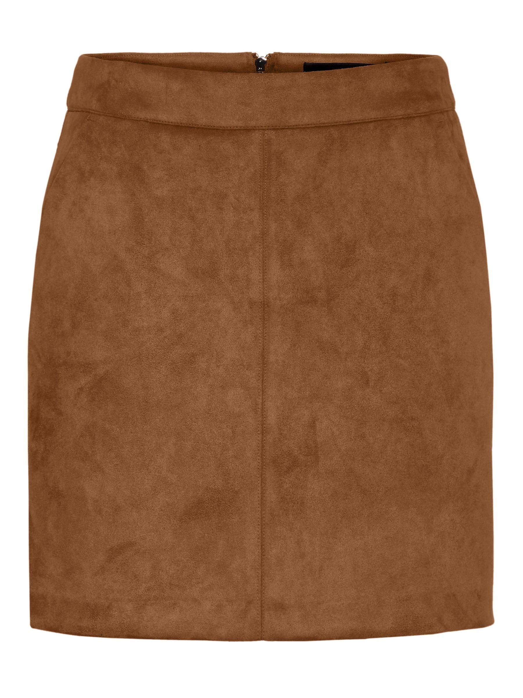 VERO MODA Women's Velvet Mini Skirt Short Stretch Pencil Skirt Velvet Corduroy Fabric VMDONNADINA, Colours:Middle Brown, Size:S