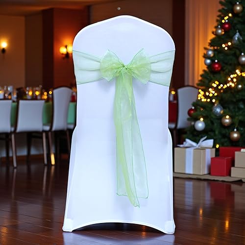 Bandas de organza para decorar sillas en bodas y eventos, 100 unidades, organza, Manzana Verde (Apple Green), 10