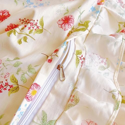 Miniatura 7 de EAVD Funda de edredón de flores rosas estilo jardín francés con volantes Queen de algodón suave elegante shabby chic juego de ropa de cama floral