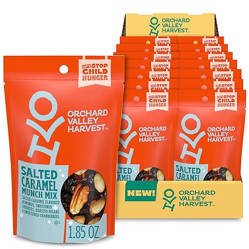 Orchard Valley Harvest Mezcla de caramelo salado, 1.85 onzas (paquete de 14) almendras con sabor a caramelo salado, cerezas endulzadas y arándanos,