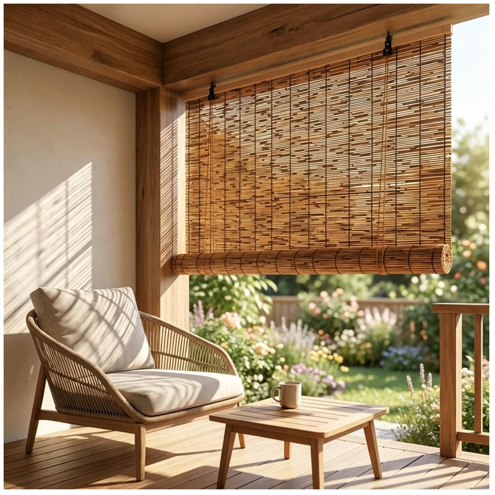 CMJYMX Roller Blinds Thermal Blackout Bamboo Roller Shades 20" 31" 43" 51" 55" 59" Porch Partition Curtain Sun Shades With Lifters For Patio Gazebo Restaurant(140x190CM/55x74IN(WxH))