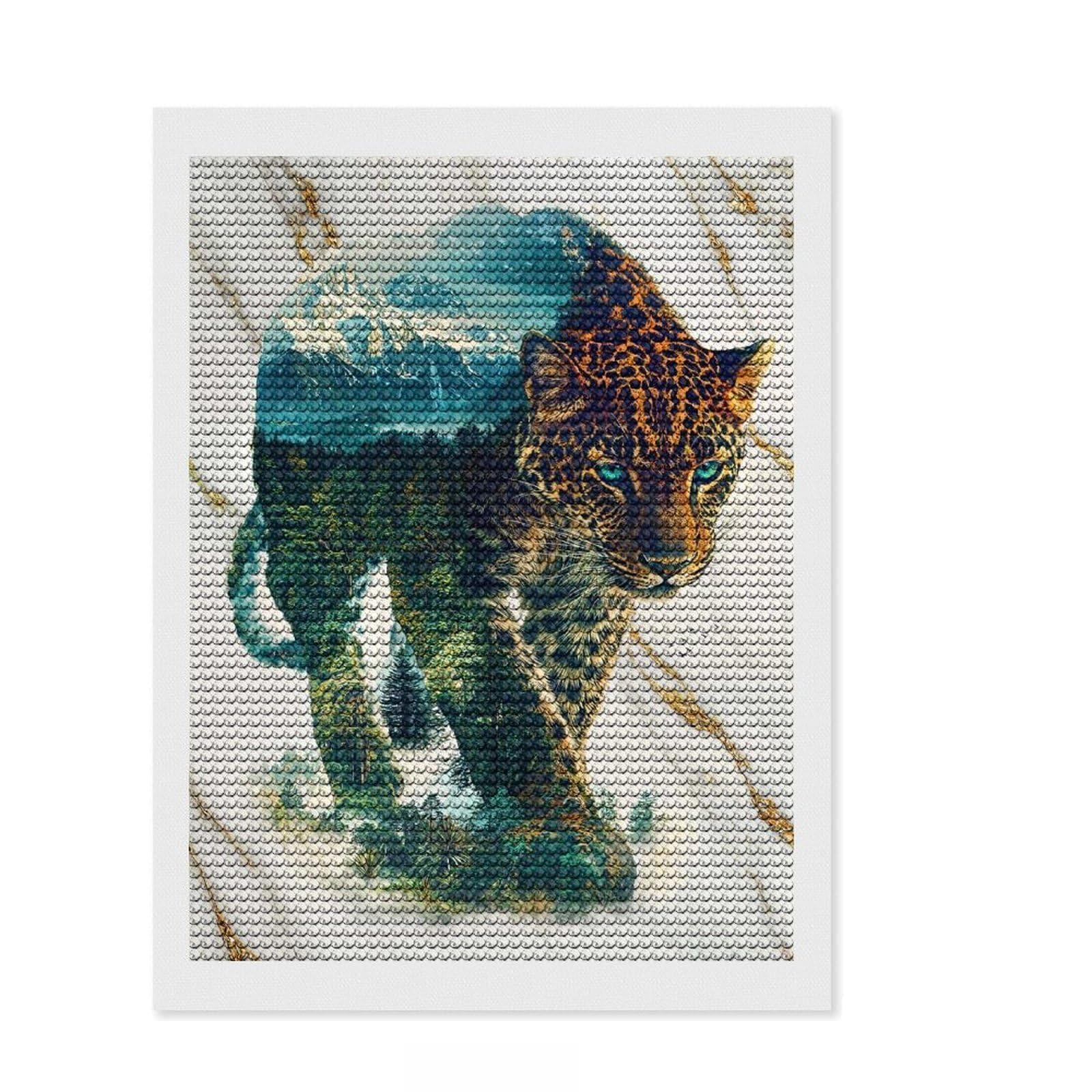 Junmoney Verdant Jungle Phantom DIY Diamond Art Canvas Kit 12"x16", for Women, Relaxing DIY, Leisure Activity, Home Wall Art, Festive Home Decor