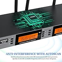 Vista 3 de Sistema de Micrófono Inalámbrico de 4 Canales, Juego de Micrófonos de Mano Inalámbricos UHF de Metal - 200 Frecuencias Ajustables, Función