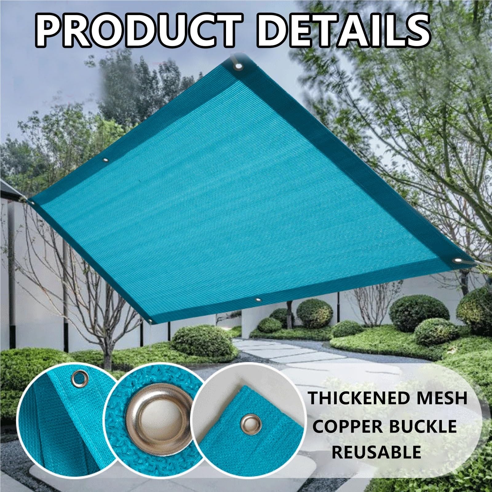 Malla Sombreo 90% HDPE, Red De Sombra para Plantas, Cultivos Y Espacios Exteriores, Tela De Sombra Transpirable con Ojales(3.0 * 3.0m/9.8 * 9.8ft)