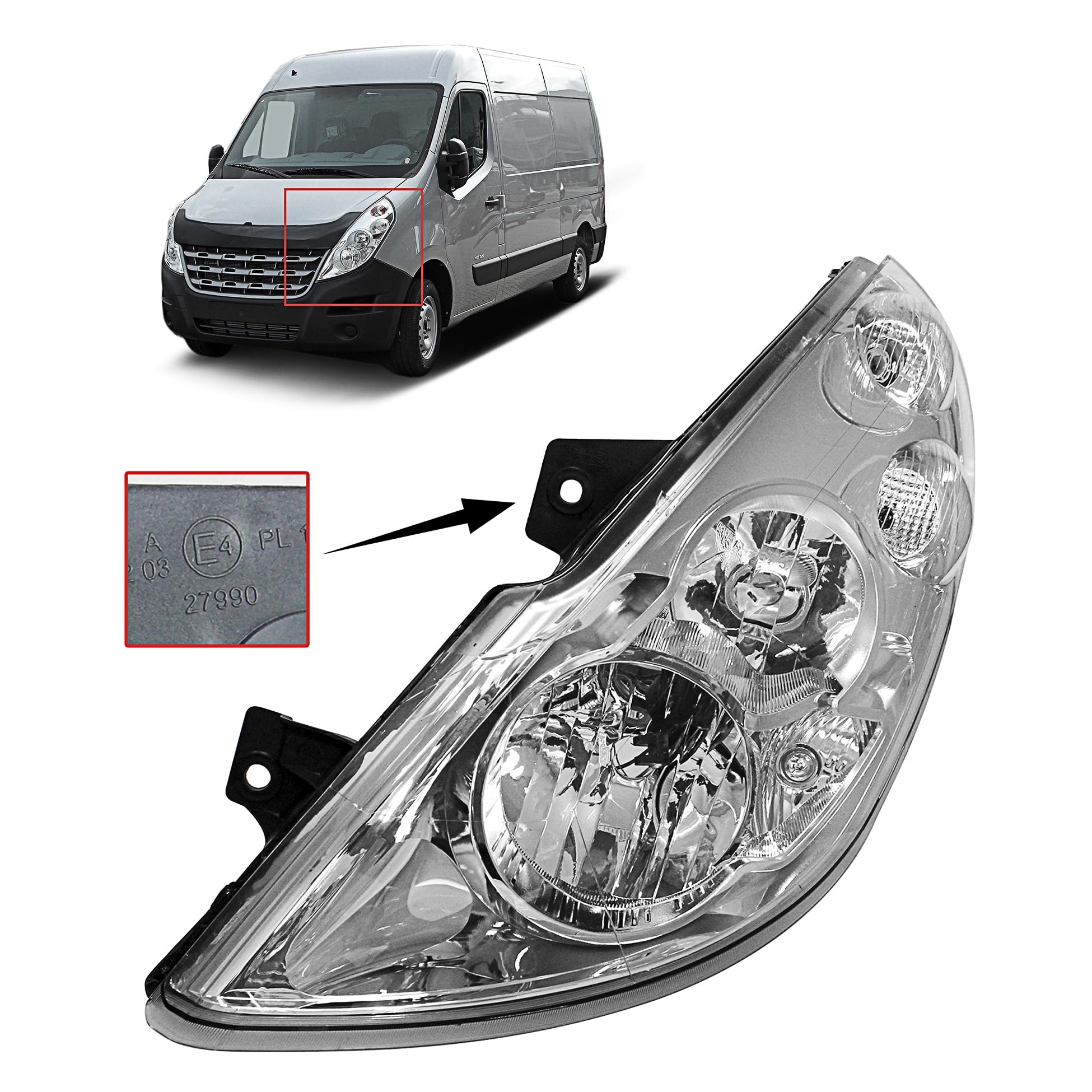Generisch Faro anteriore sinistro per Bus Master Movano dopo il 2010-2019 faro principale faro anteriore con motore di regolazione