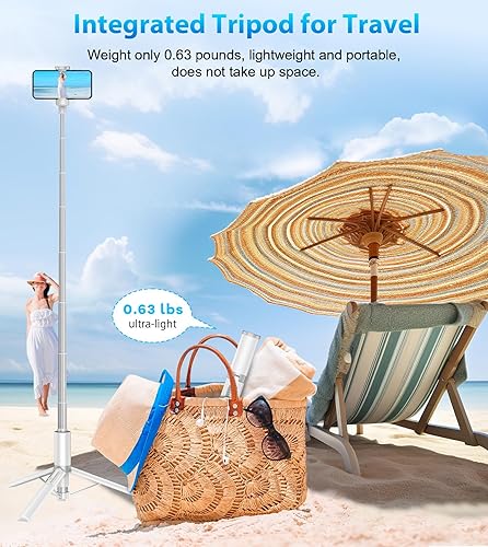 Miniatura 7 de Trípode para iPhone y Selfie Stick con control remoto para teléfono celular, soporte portátil de 60 pulgadas para teléfono inteligente compatible