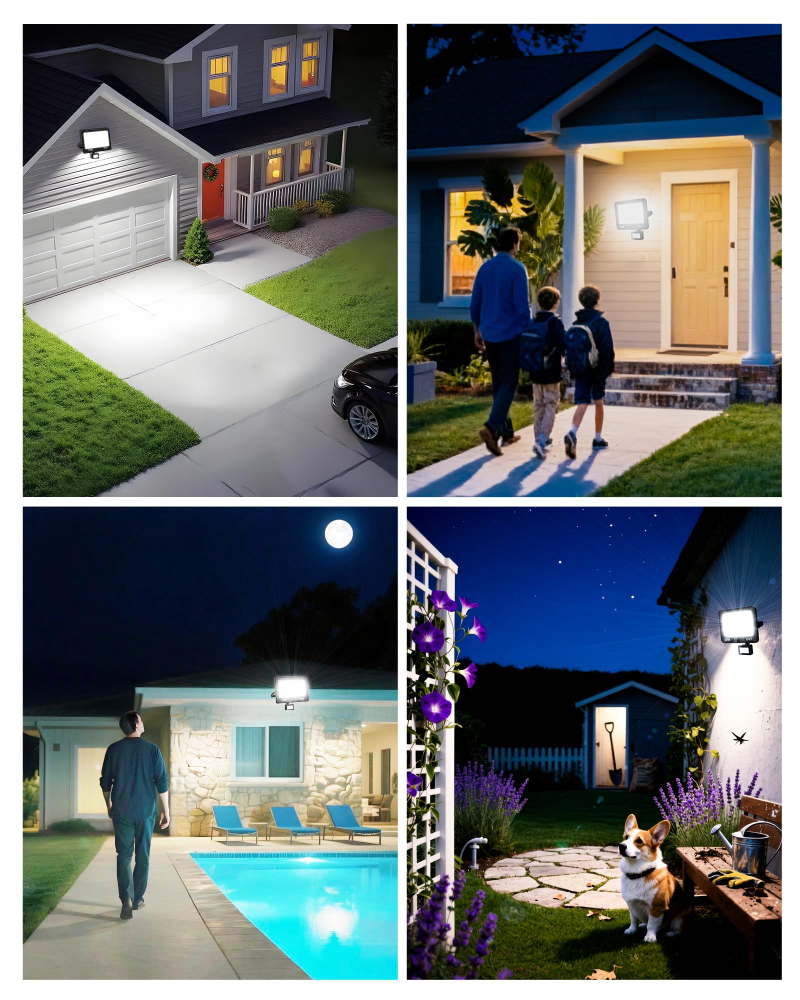 LED Strahler Mit Bewegungsmelder Außen 2 Stücke, 100W 10000LM LED Scheinwerfer 220-240V, 6500K Kaltweiß Aussenstrahler Fluter, IP67 Wasserdicht Außenlampe für Garage Einfahrt Garten Hof