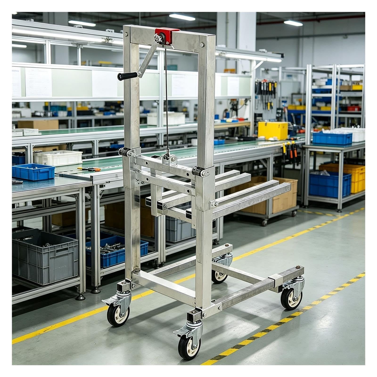 JYHHCYS Carrello Elevatore Portatile con Manovella Transpallet con Ruote