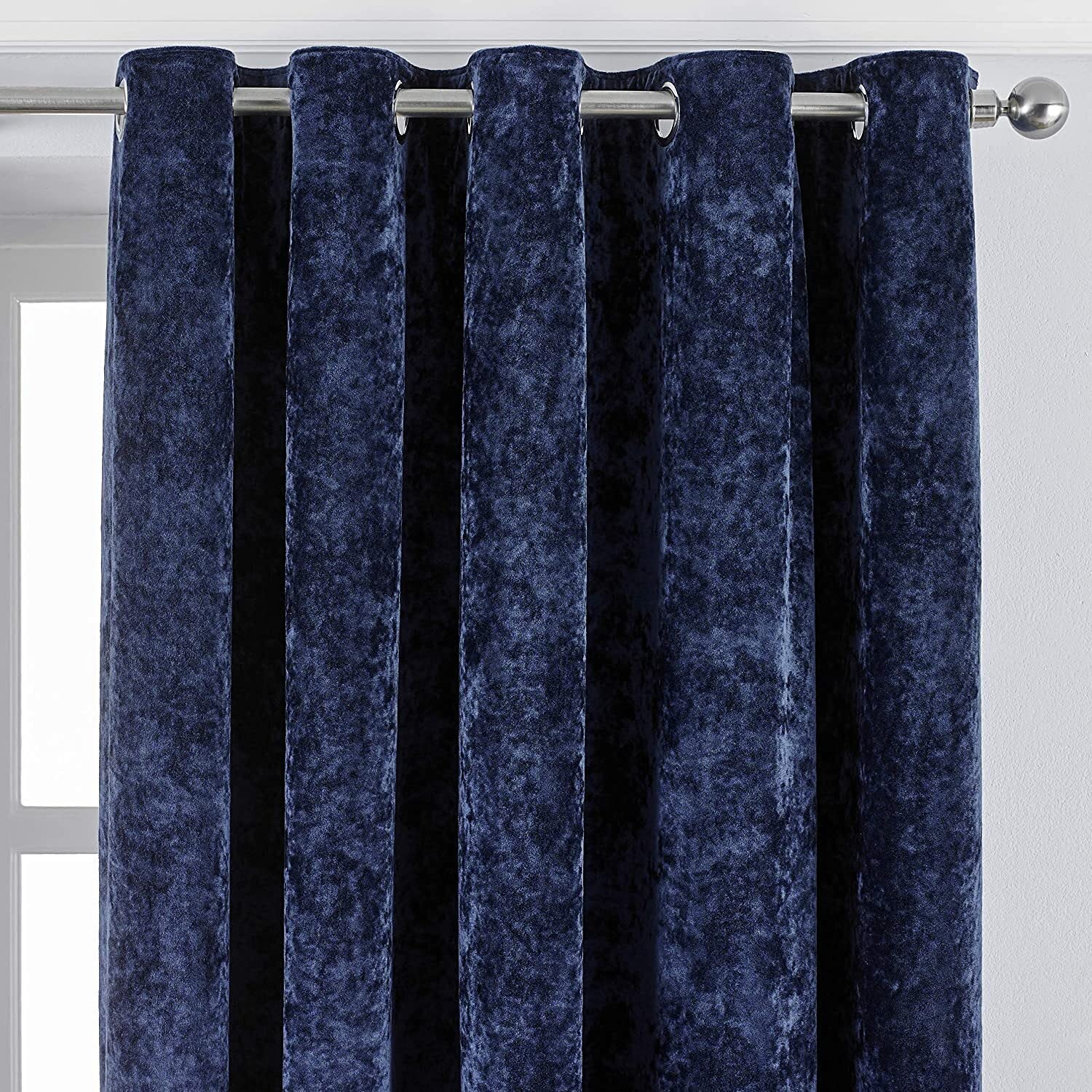 Paoletti Navy Verona Ringtop Eyelet Curtains, 229 X 137Cm