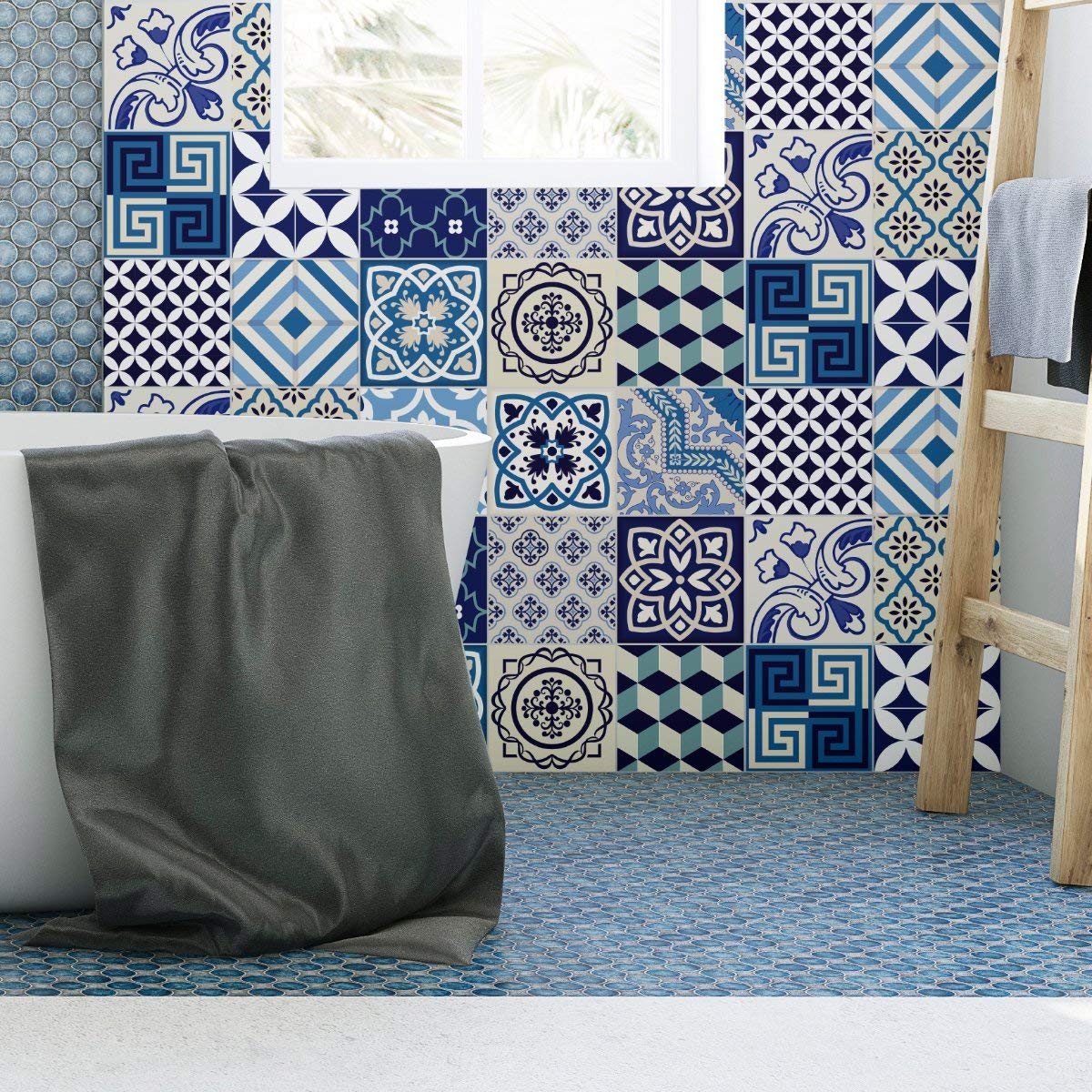 Wandtattoo Fliesen-Look „Azulejos“ – 15-teiliges Set Selbstklebend Im Karo-Design