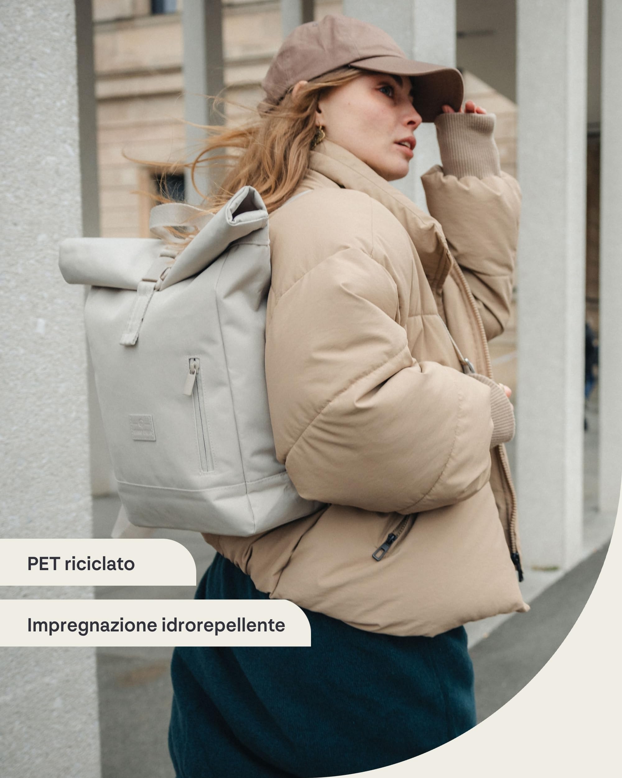 Johnny Urban Zaino Donna e Uomo Bianco - Robin Small - Zainetto Rolltop per Lavoro Viaggio Università -Scomparto per Laptop 12 Pollici - Sacca Casual per Ufficio e Lavoro - Idrorepellente