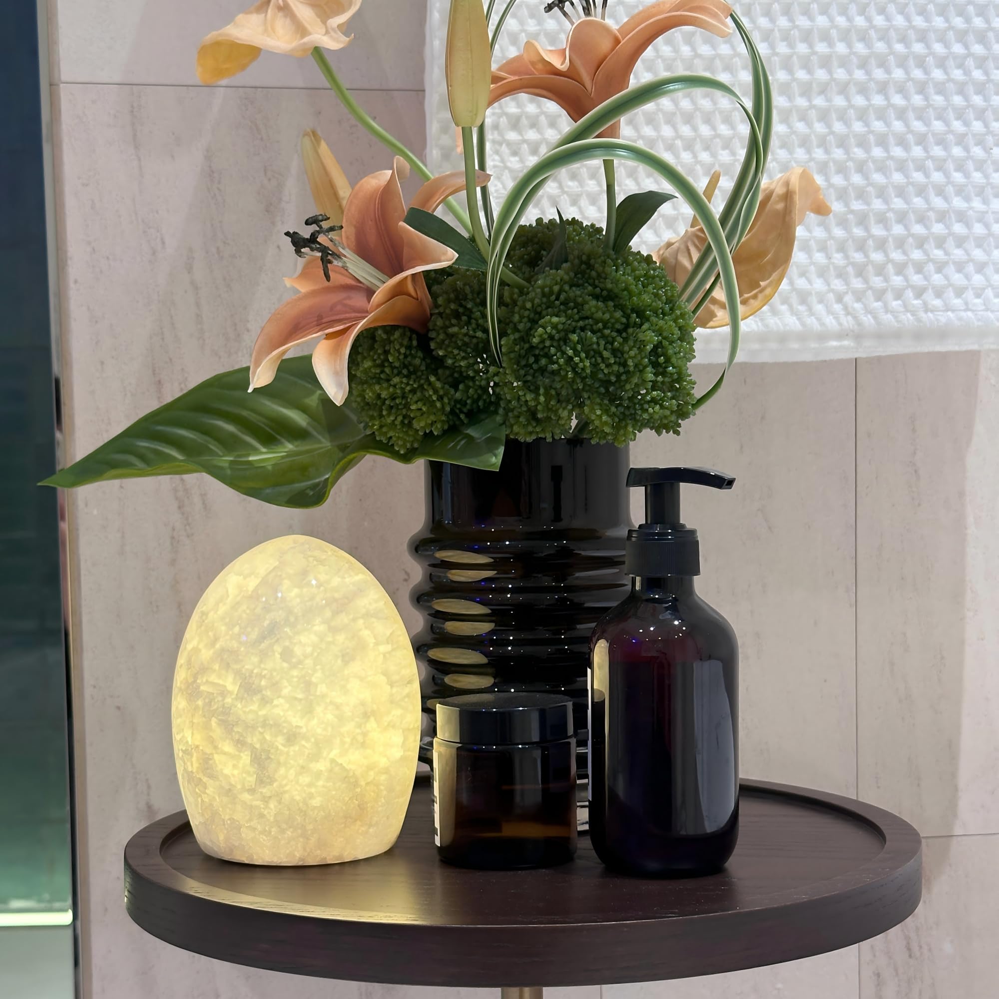 Lampada da tavolo a forma di uovo di Pasqua in marmo, lampada da tavolo da scrivania, comodino, lampada da comodino per soggiorno, 3 livelli di luminosità, luce notturna a LED per ufficio, patio