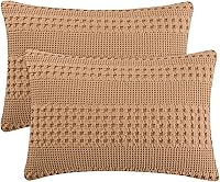 Vista 74 de PHF Fundas de almohada con tejido de gofre de 24" x 24", paquete de 2, funda de almohada cuadrada 100% algodón para decoración de ropa de cama, sin