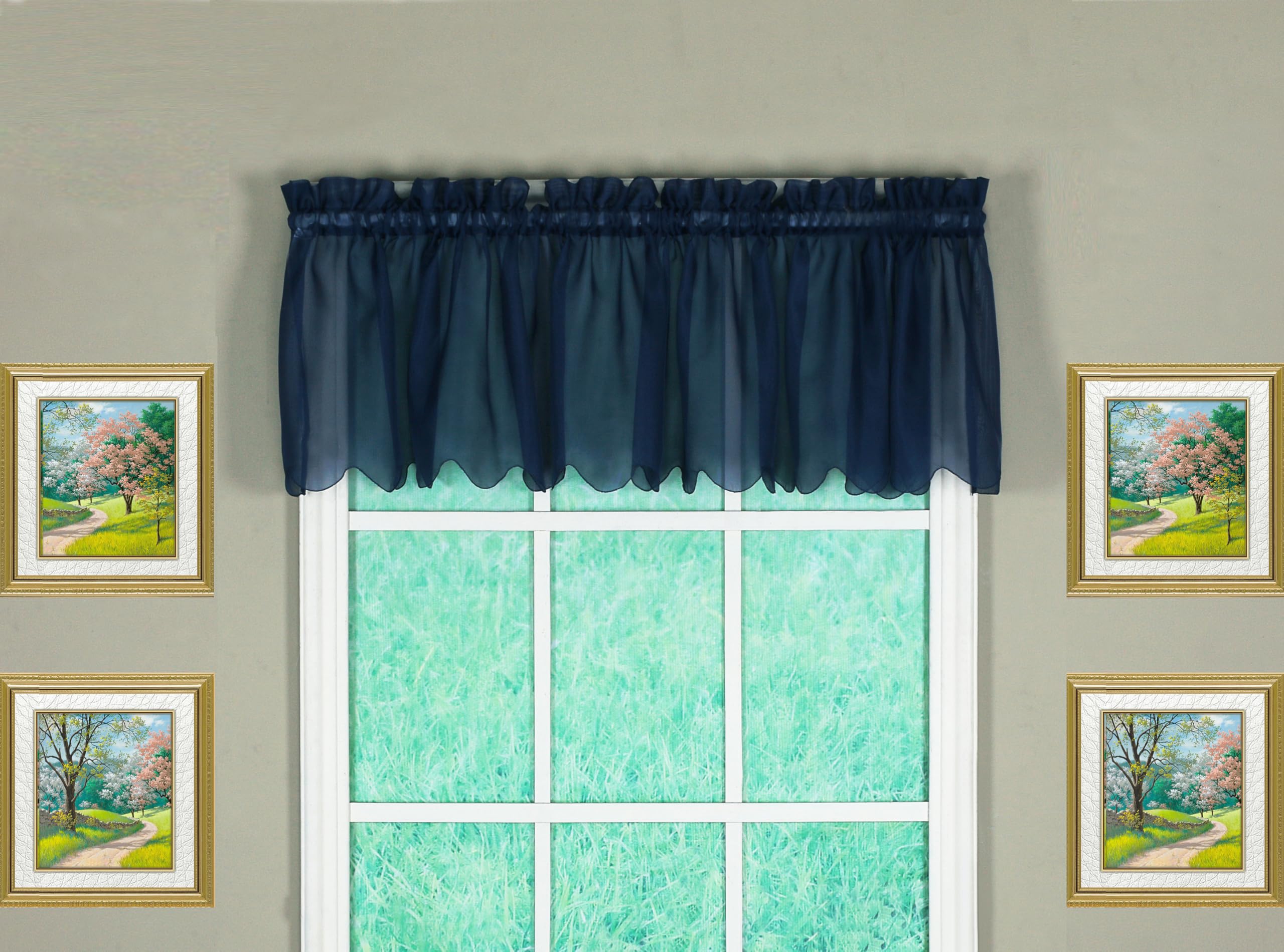 Today's Curtain Emelia Original Voile Valance 14", Navy, 60" W x 14" L