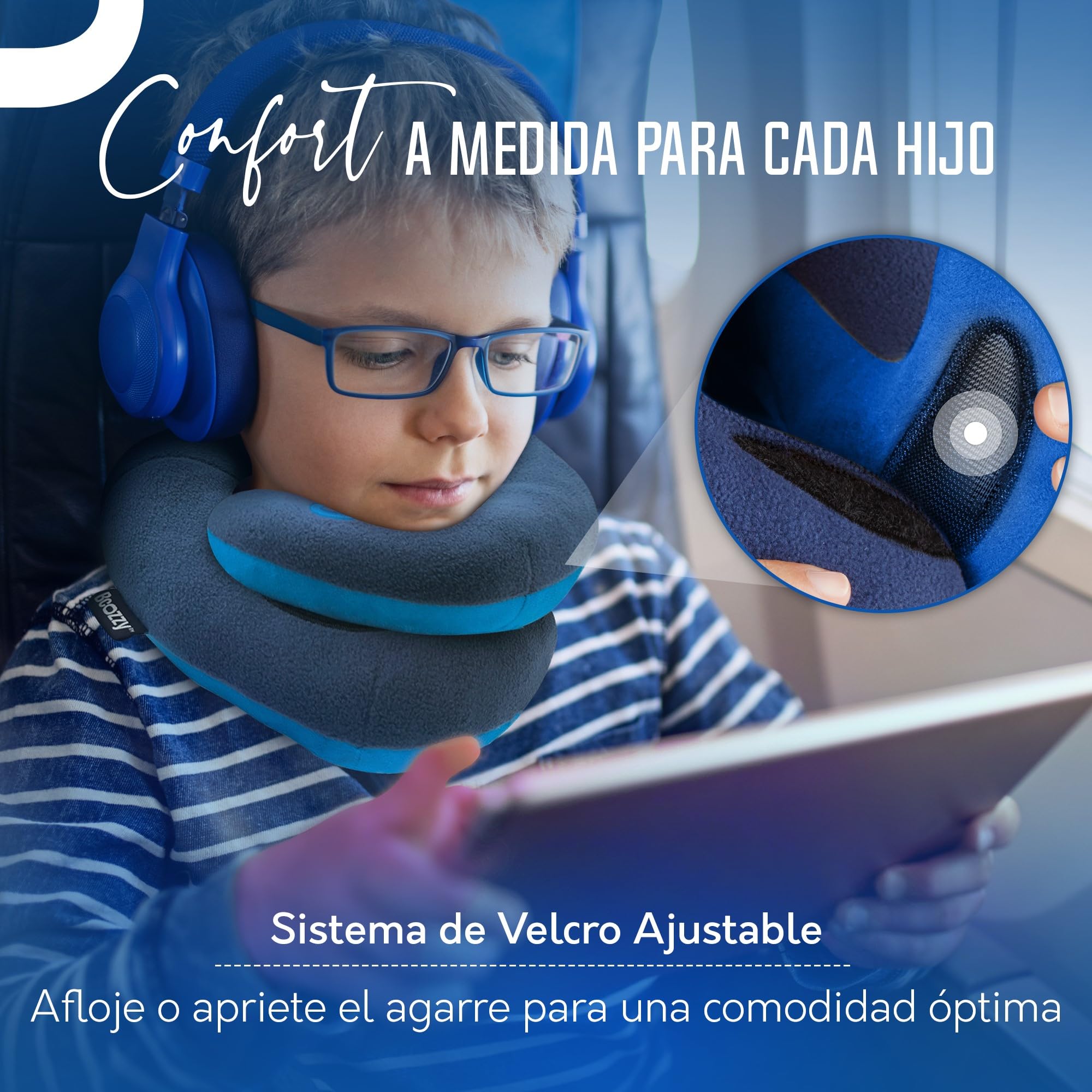 BCOZZY Almohada de Viaje Infantil Cervical Pack 2 – S Gris & S Azul Marino – Soporte Patentado Cabeza y Cuello – Confort para niños