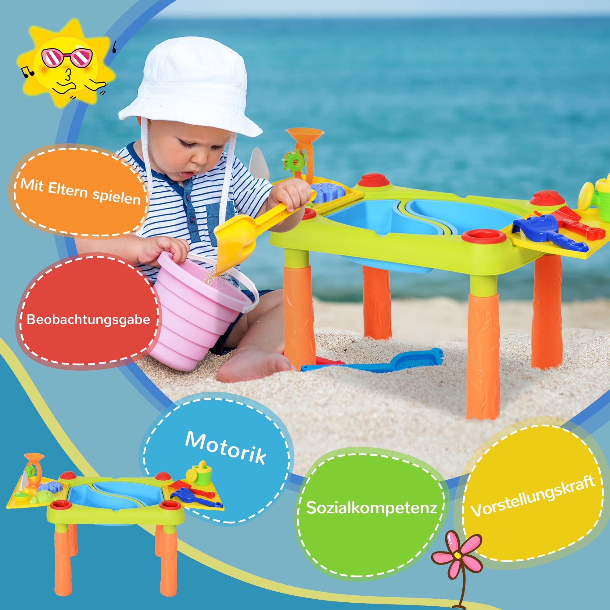 HOMCOM Table de Jeux de Sable et d'eau pour Enfants Table de Jeux d HOMCOM Table de Jeux de Sable et d'eau pour Enfants Table de Jeux d