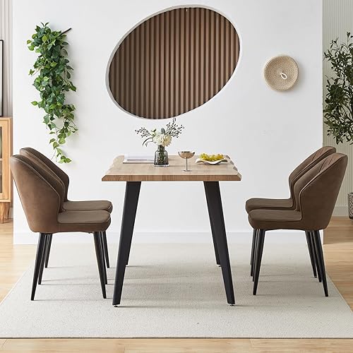 Miniatura 10 de CLIPOP Juego de 2 sillas de comedor de piel sintética, silla de cocina moderna de mediados de siglo, asiento tapizado con respaldo, patas de metal