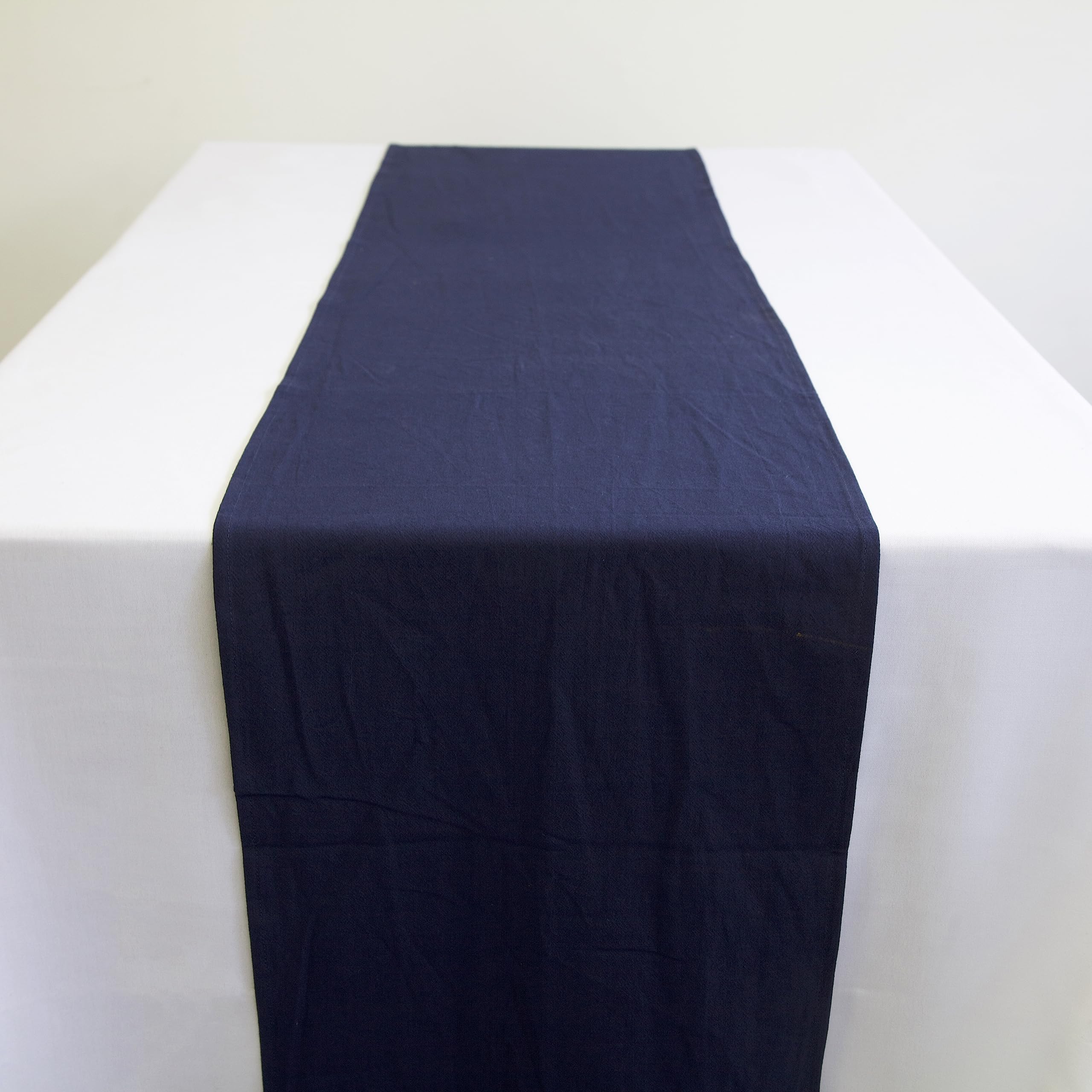 Decor Essentials Dusty Blue, Natural, Pale Pink, Sage, Light Grey Linen Rustic Stonewash Table Runners Cloths Wedding Decorative Tableware Settings Events (Navy)