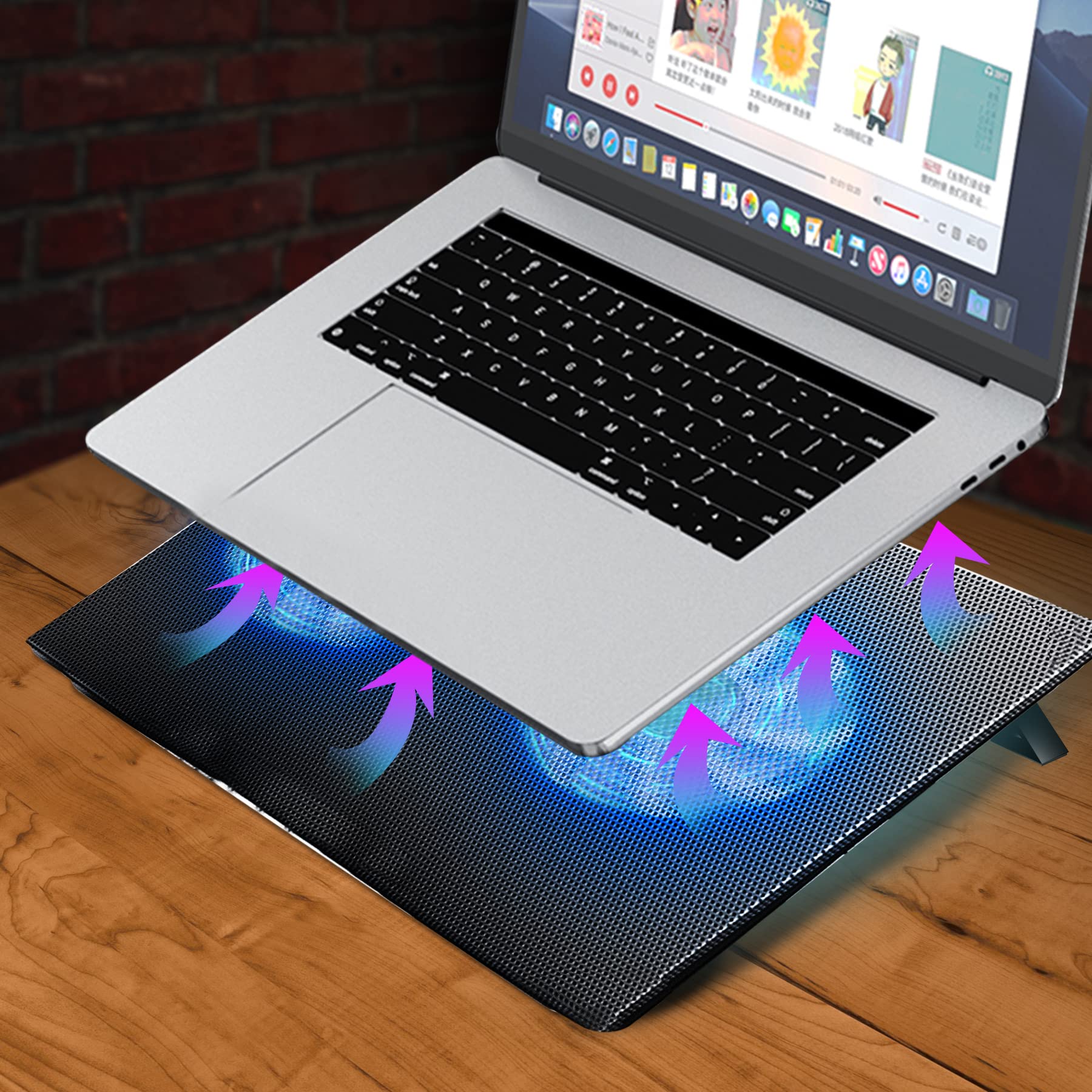 Retoo Base di raffreddamento per laptop 12-15 pollici LED con 5 ventole per evitare il surriscaldamento, pad di raffreddamento per computer portatile, PS3 PS4 PS5 Xbox One nero