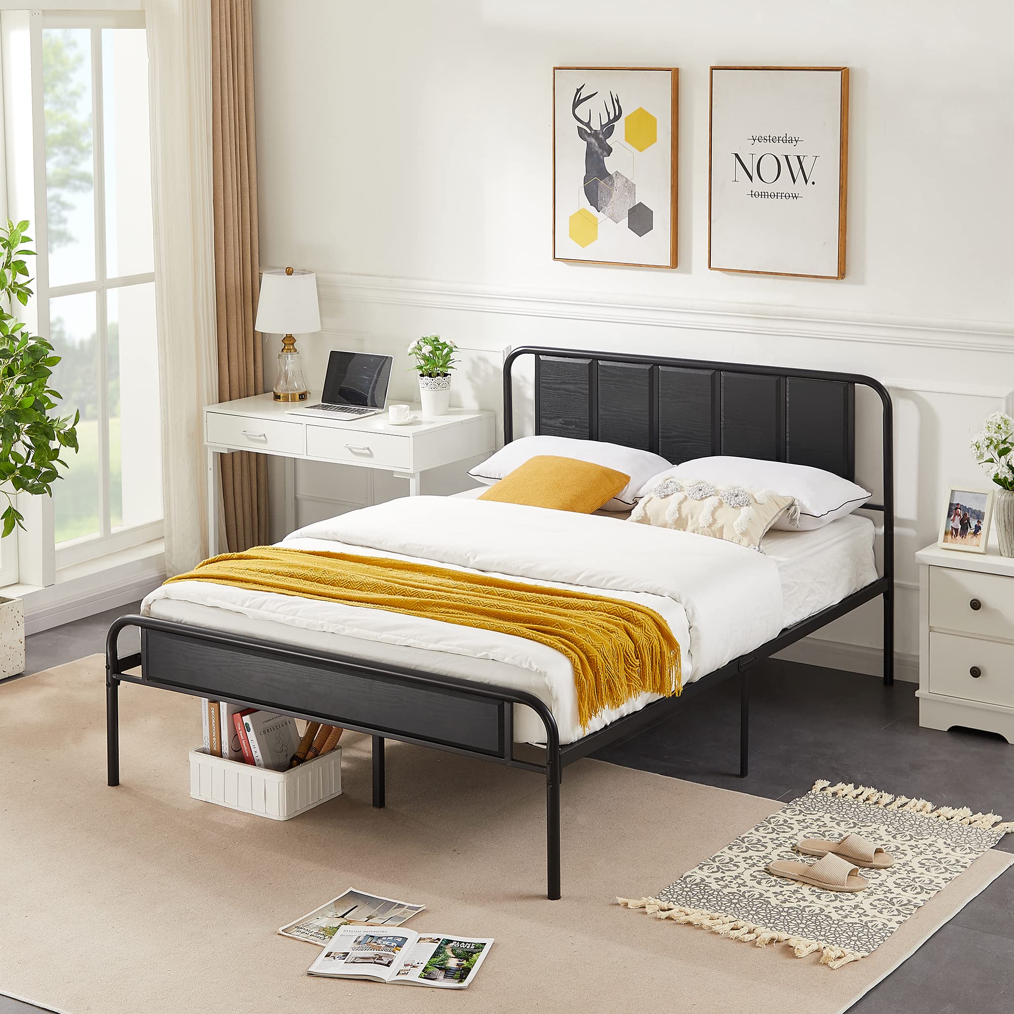 Snapklik.com : VECELO Queen Size Bed Frame Metal Platform