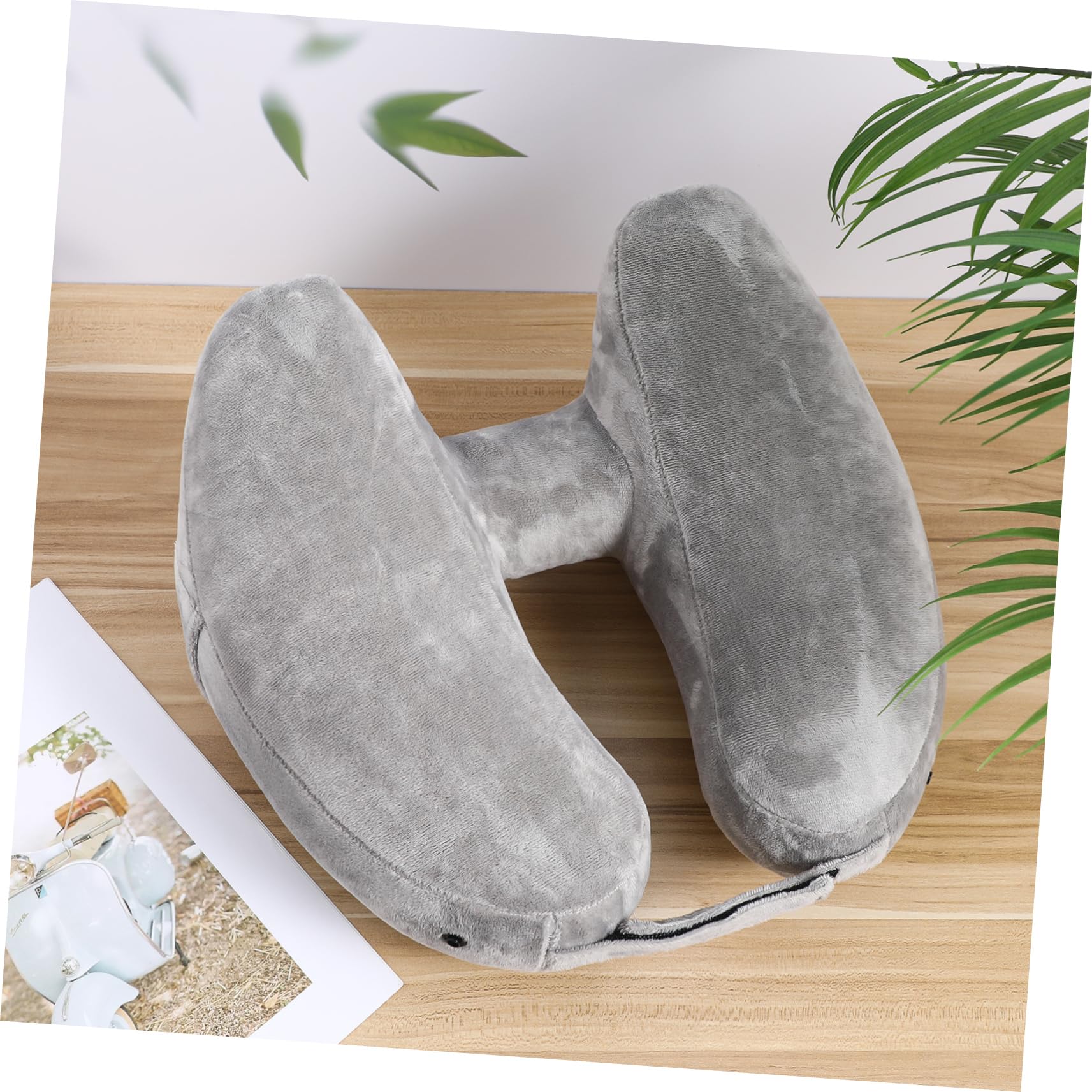 UKCOCO Almohada De Viaje Inflable Cuello con Capucha Soporte Cervical para Viajes Avión y Coche Almohada Hinchable Cómoda