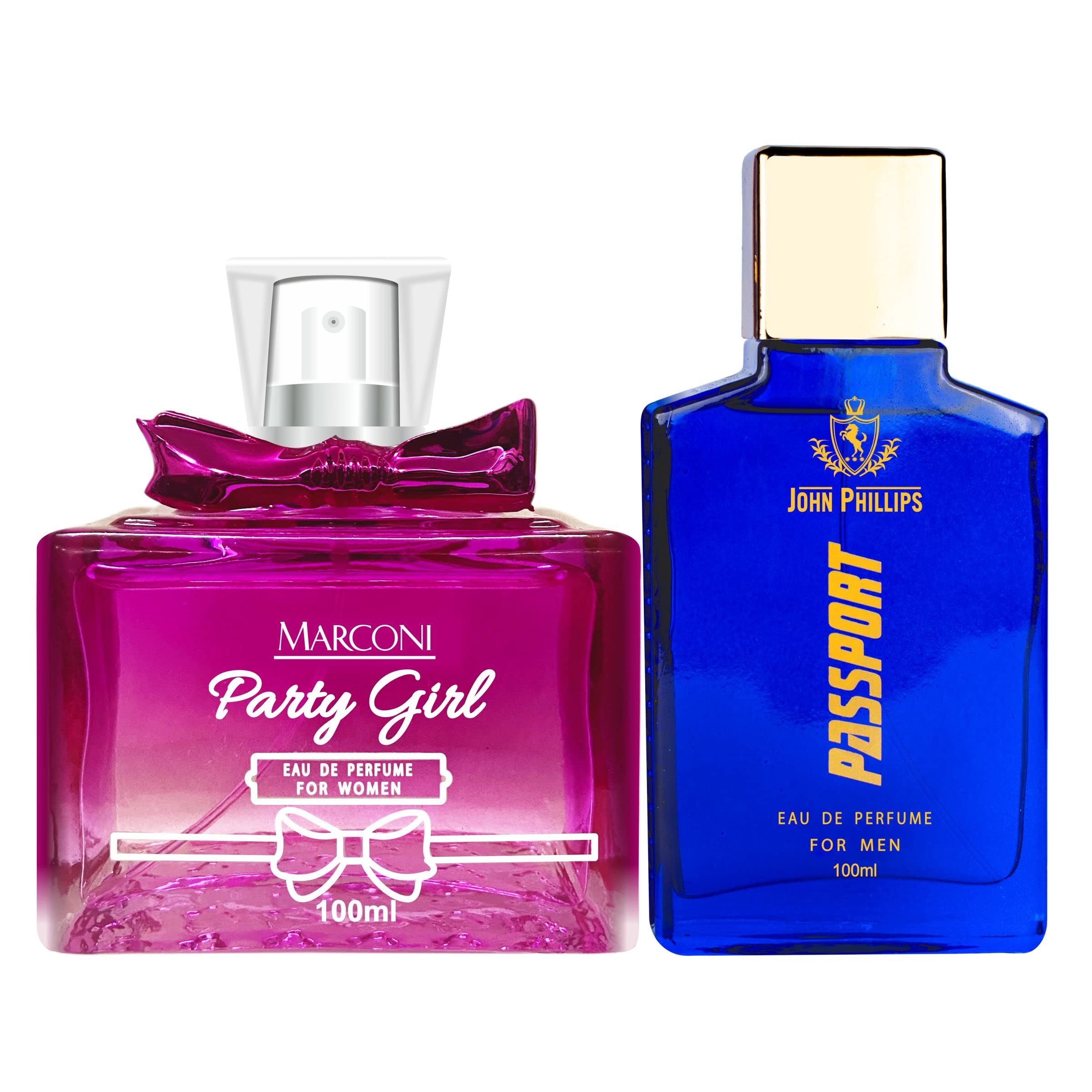 MARCONIMen & Women PARTY GIRL & PASSPORT | Long Lasting | Combo Eau de Parfume (100 + 100 ml)