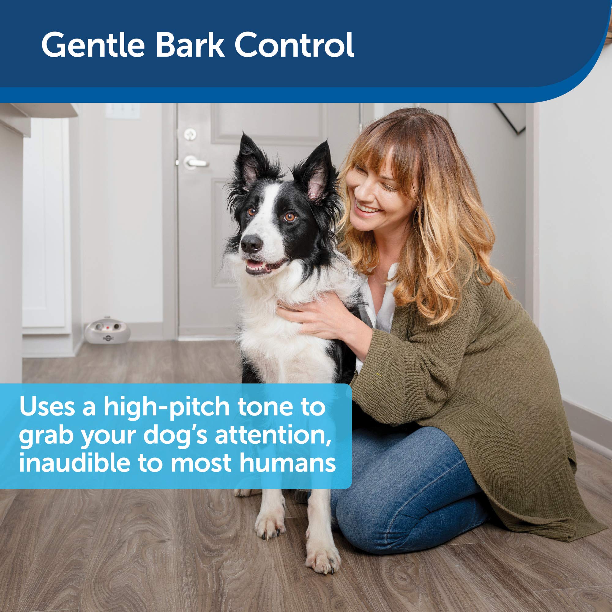 PetSafe Indoor Ultrasonic Dog Bark Control - No Collar Needed - Up to 25 ft Range - Anti-Bark Pet Training System - Automatic with Manual Trainer Button