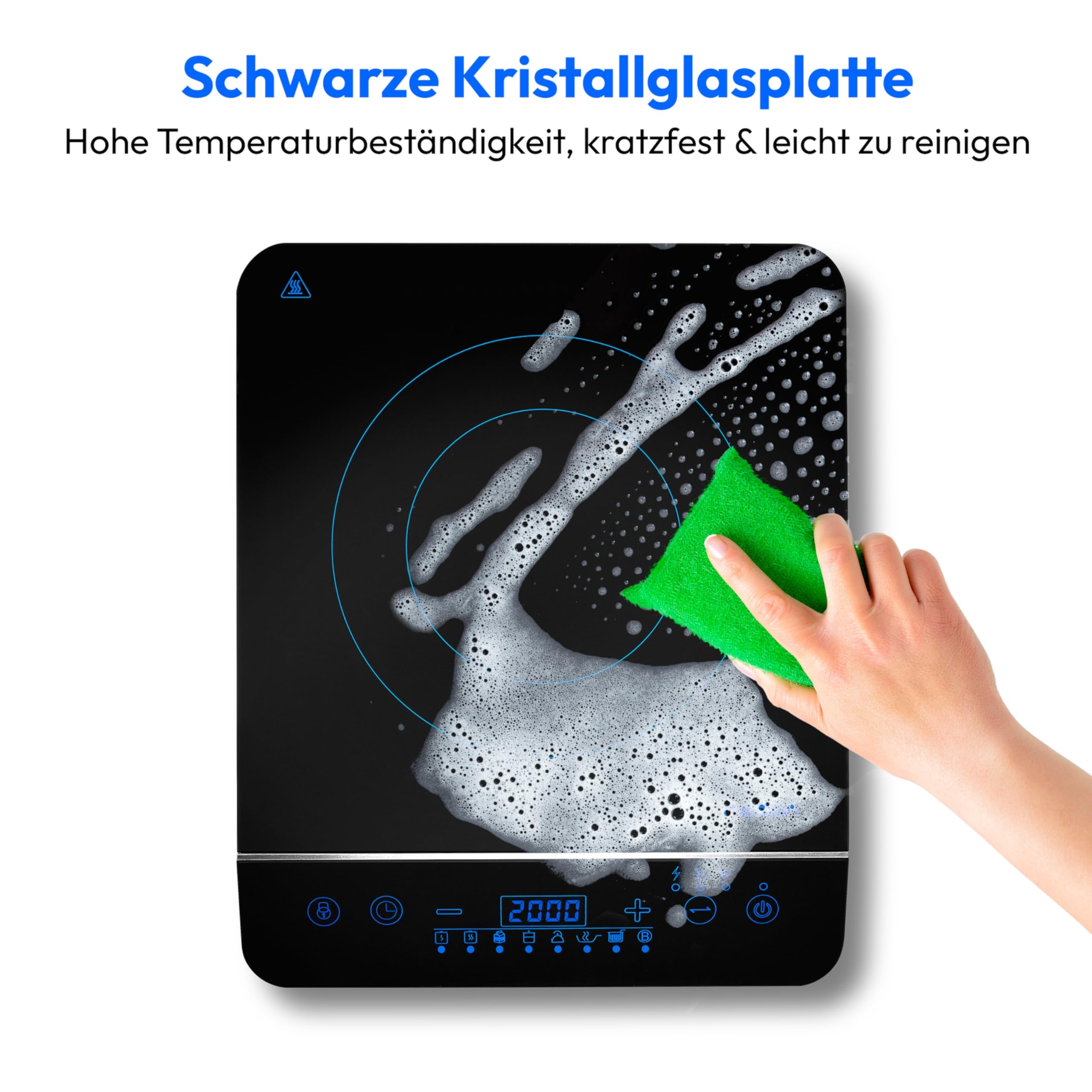 MEDION Induktionskochplatte 2000 Watt 60-240°C 8 Automatikprogramme 10 Leistungsstufen LED Display schwarz