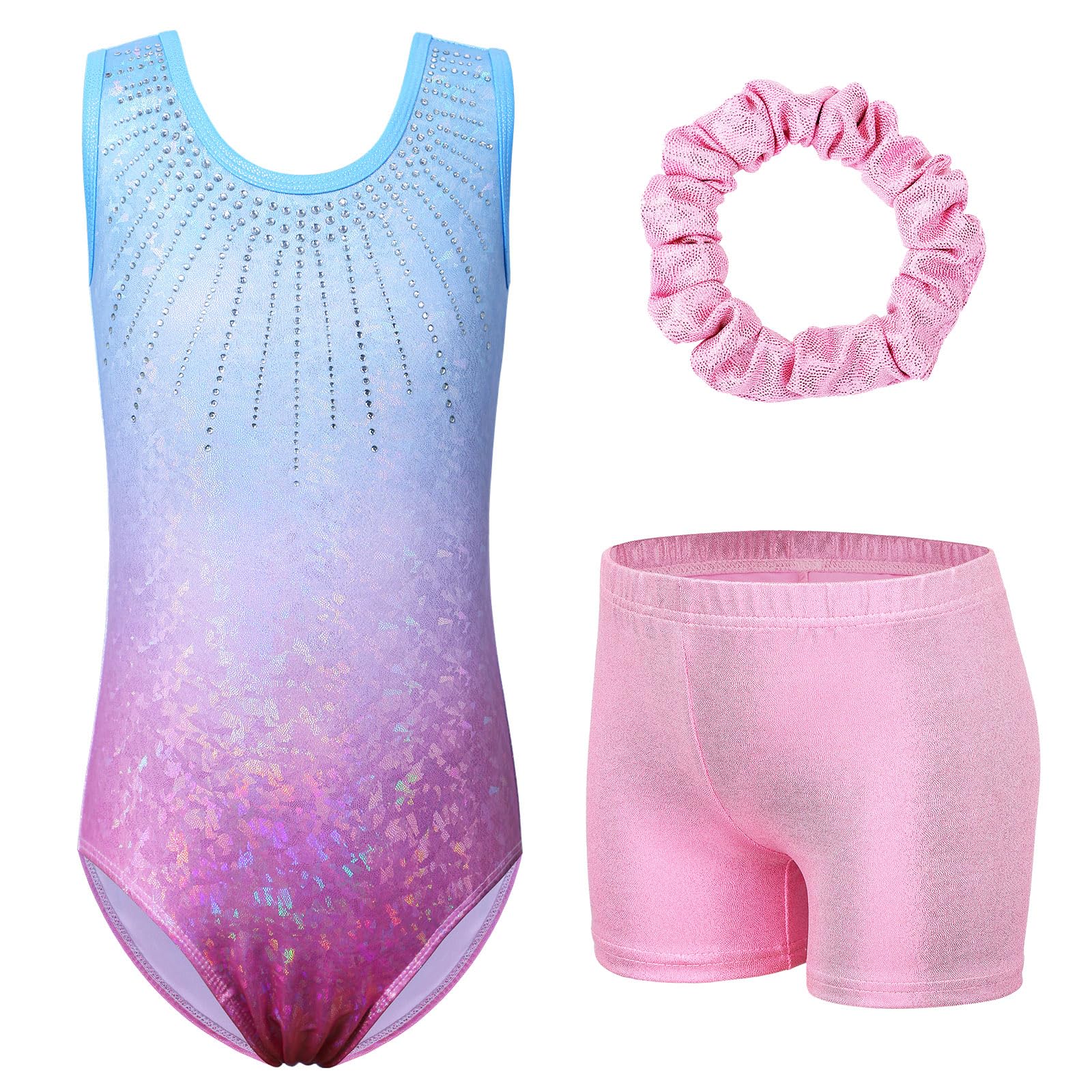 BAOHULULeotard for Girls Gymnastics Toddler Sparkle Stripes Tank Biketards One Piece