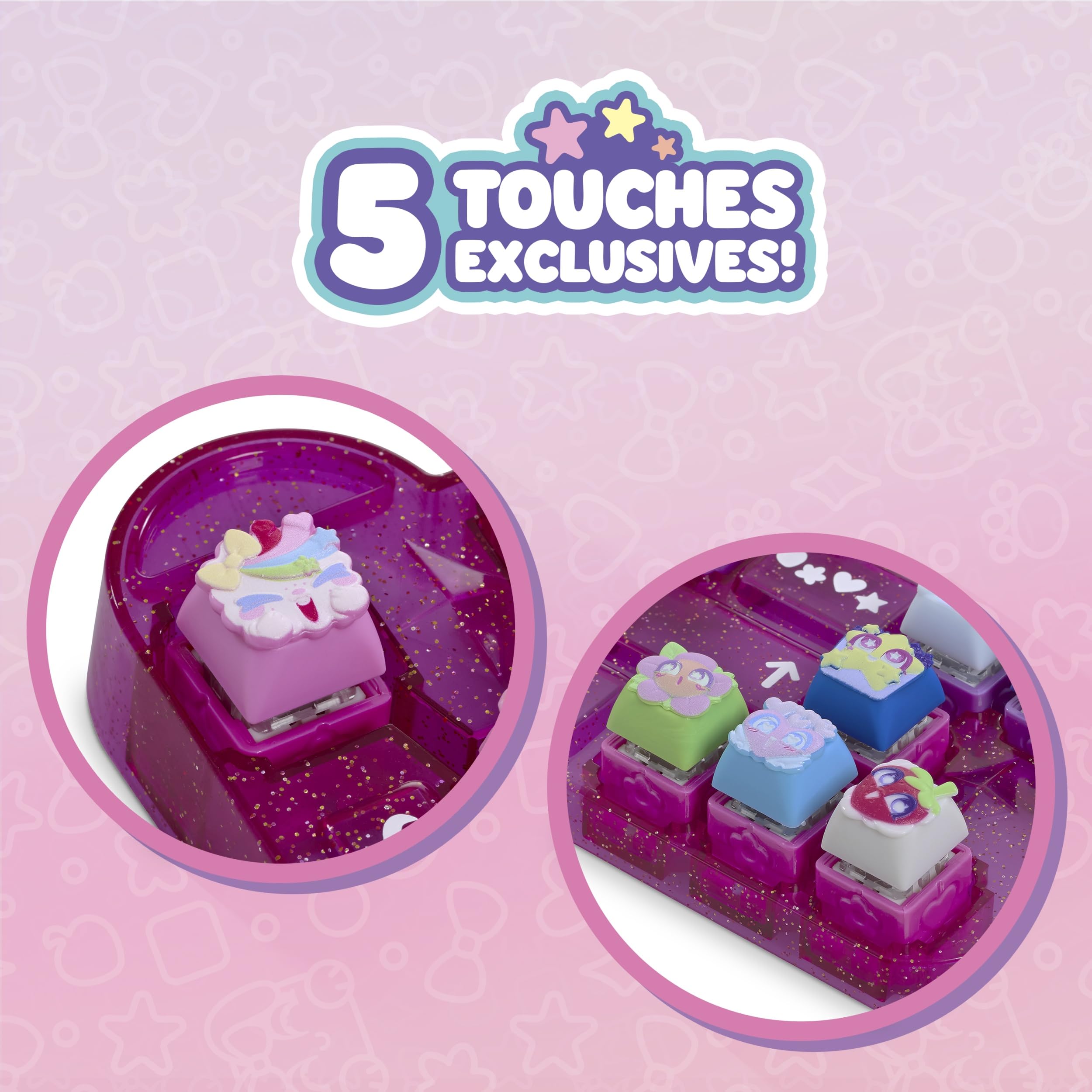 Goliath - CLICKEEZ Keyboard MegaPack - 1 Clavier + 15 Touches Keycaps Cliquables Kawaii + 1 Porte Clés - Keycaps à Clipser - 70 Personnages à Collectionner - Jouet Fidget ASMR - Idée Cadeau dès 6 Ans