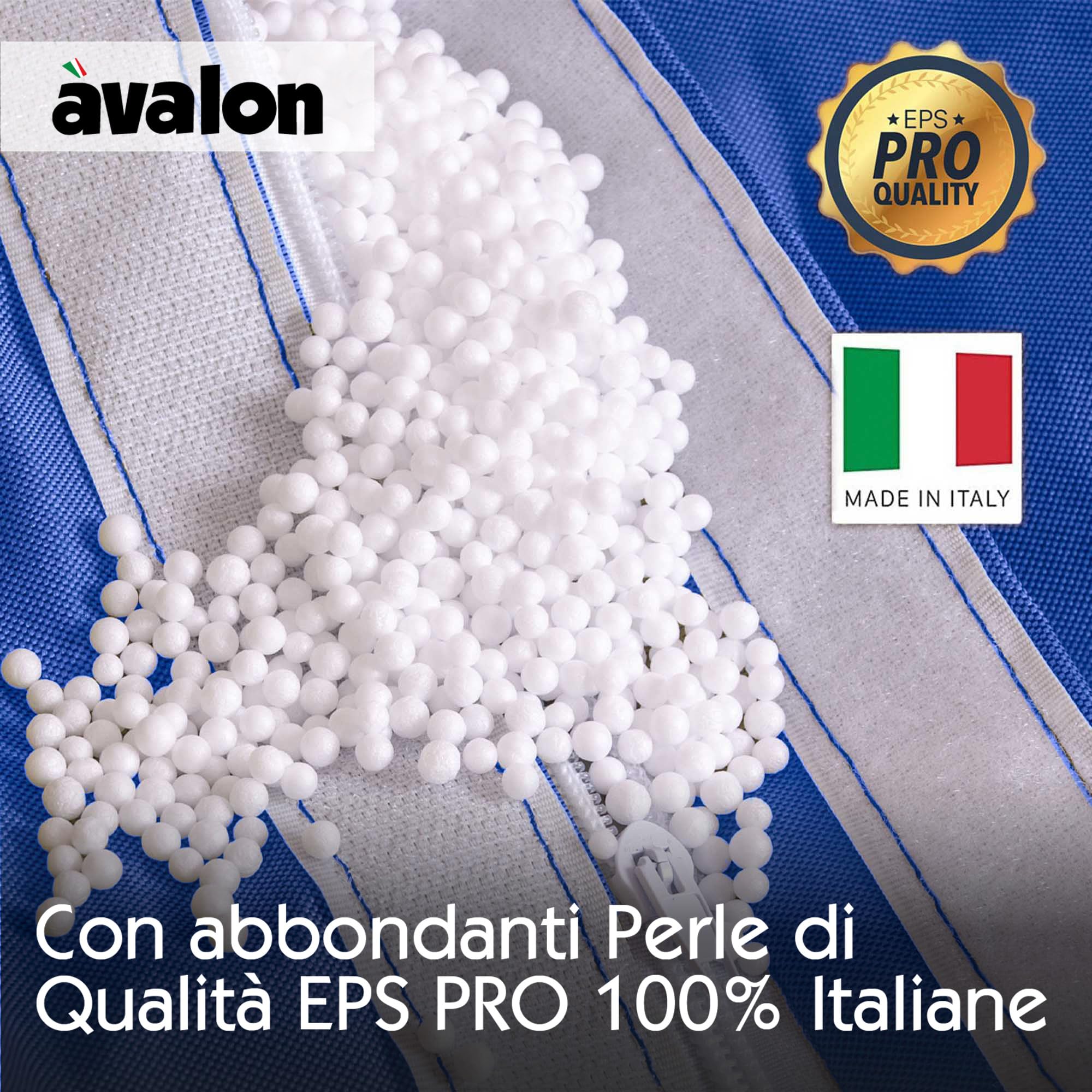 Avalon - Pouf Bambini Jive Deluxe Sfoderabile Super Resistente, Puff Poltrona per Sedersi Antimacchia, Pouf Sacco in Tessuto Antistrappo Impermeabile e Lavabile, Made in Italy(68x107cm-Blu Royal)