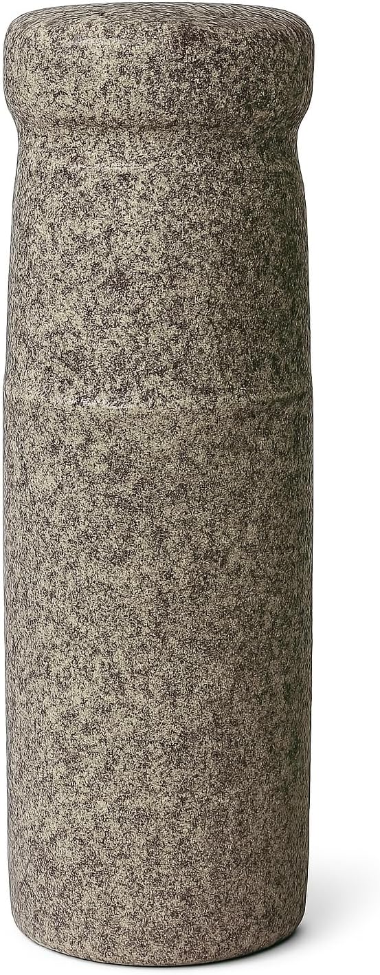 EZAHK Stone Pestle for Mortar, Okhli Masher, Ural, Khalbatta, Kallu, Imam Dasta Grinding, Musal and Spice Mixer for Kitchen - Traditional Hand Made (6 in)