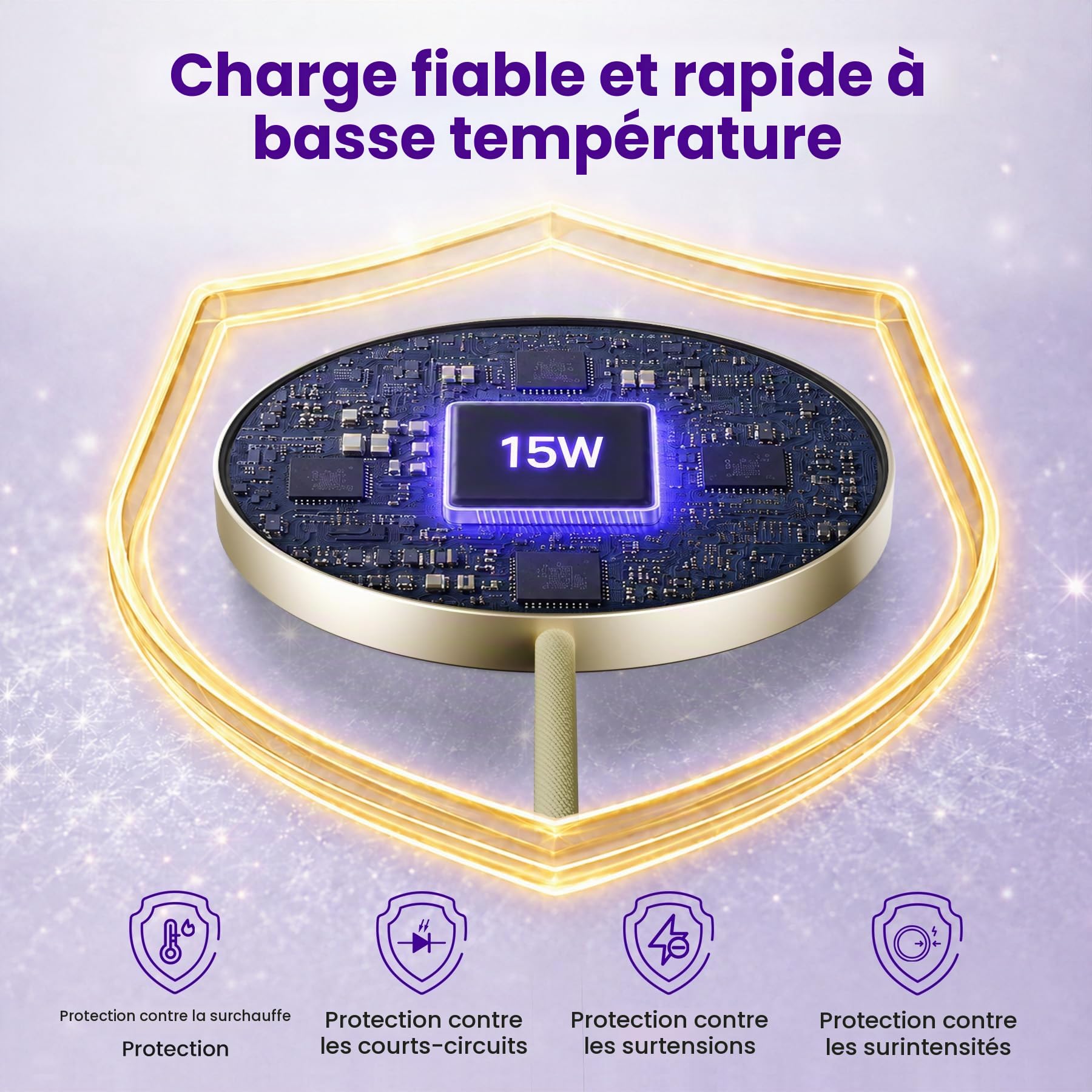 Qi2 Chargeurs Magnétiques sans Fil 15W, Lot de 3, Jaune Citron
