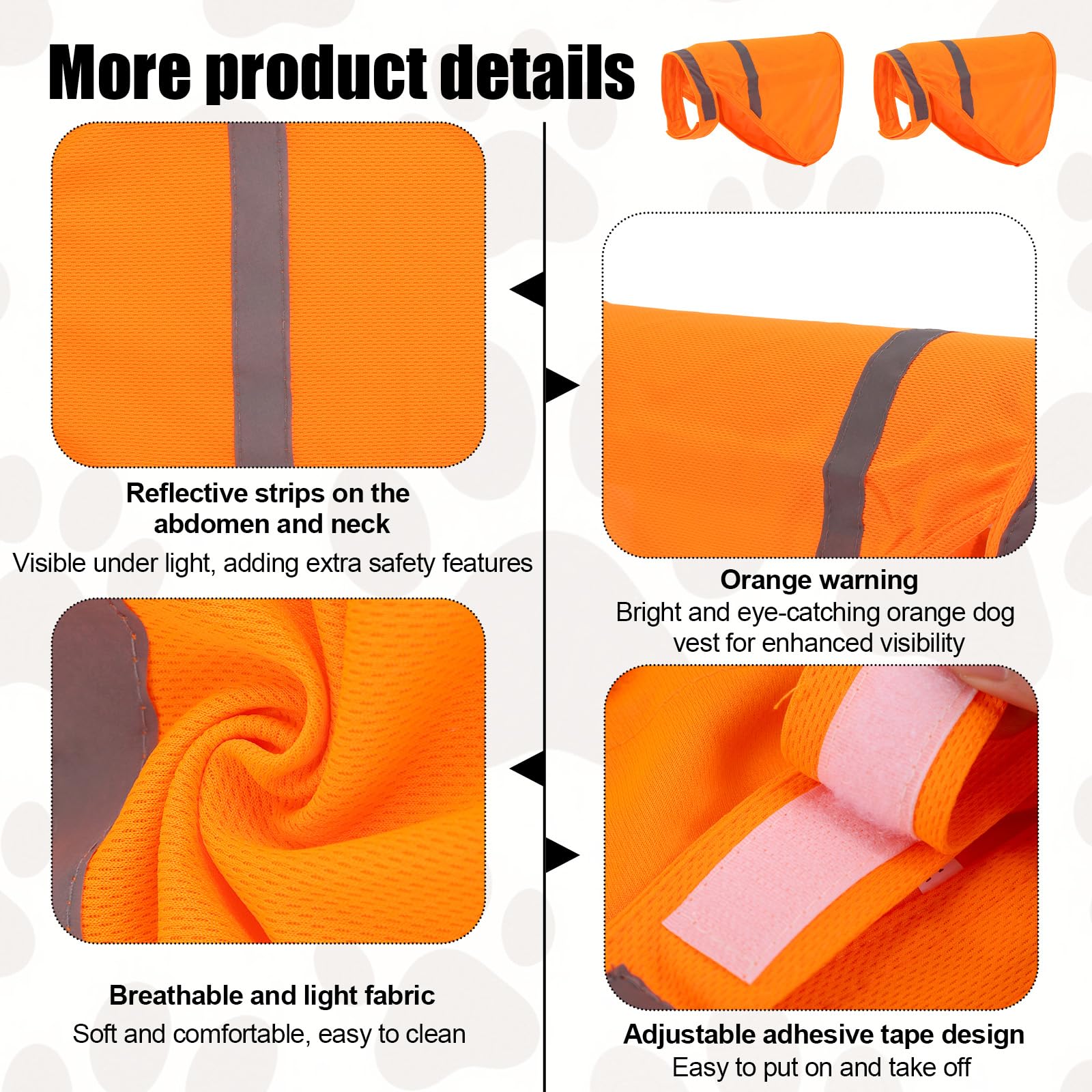 2pcs Gilet Réfléchissant pour Chien, Petite Taille Gilets Sécurité Chiens Orange Vif Haute Visibilité Adaptés à l'Entraînement en Extérieur au Jogging et à Chasse
