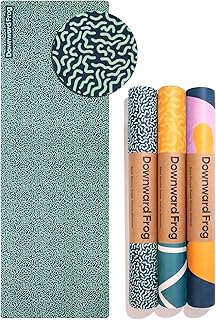 Downward Frog Colourful Patterned Yoga Mat – Eco Natural Rubber base + Microfiber. Printed Pilates Mat, Hot yoga, Travel Y…