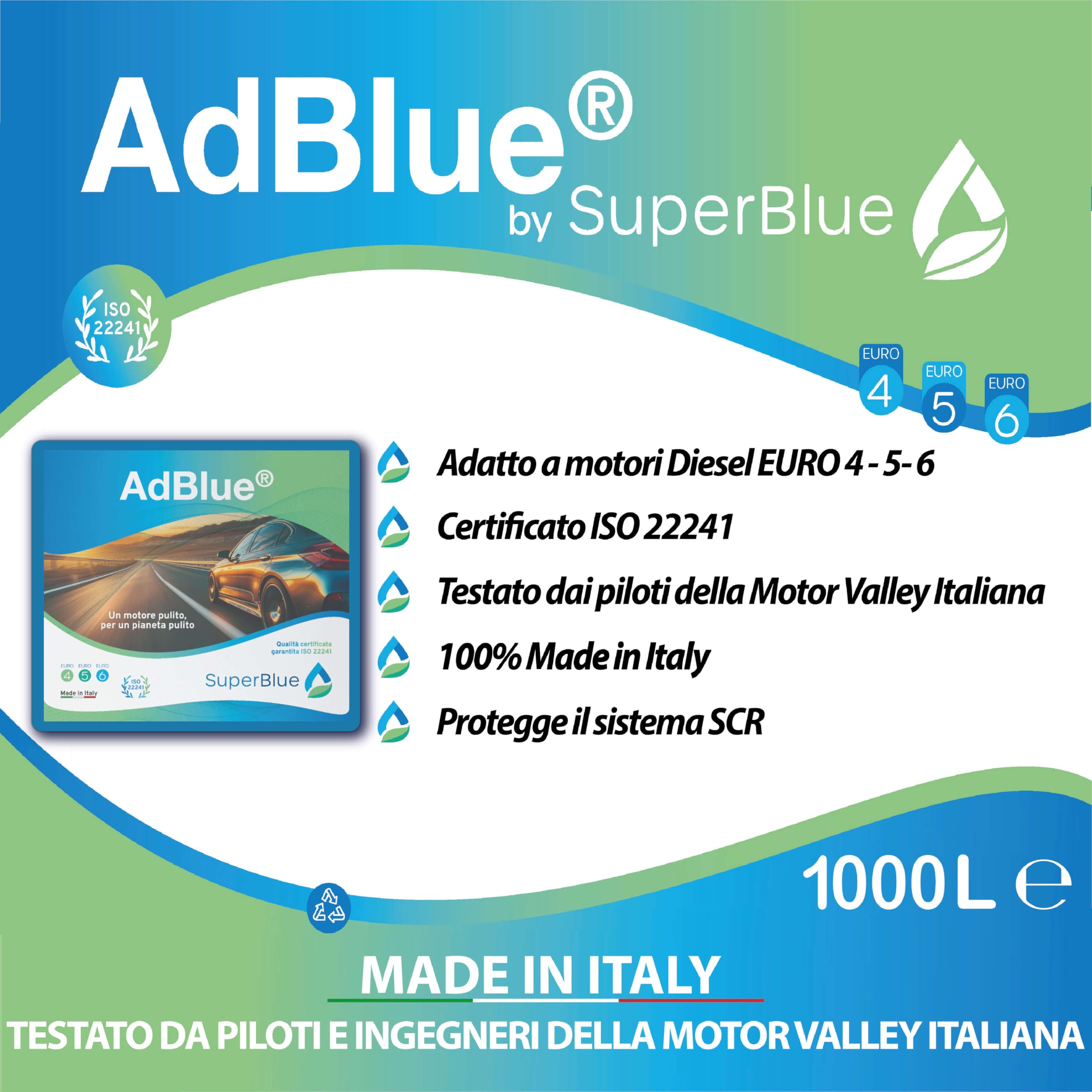 SuperBlue Adblue IBC 1000L Tank Made in Italy, ISO 22241 für LKW, Transporter und Dieselfahrzeuge SCR